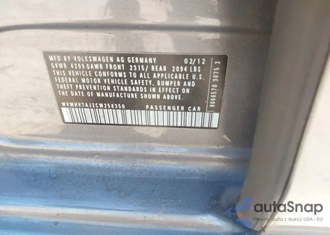 2012 Volkswagen Gti 4-Door from USA, damaged, VIN WVWHV7AJ2CW258350